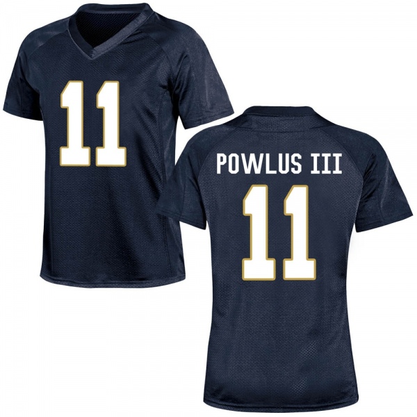 Ron Powlus III Notre Dame Fighting Irish NCAA Women's #11 Navy Blue Game College Stitched Football Jersey IKM3355XP